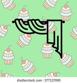 Web line icon. Window curtain