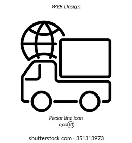 Web line icon. World shipping