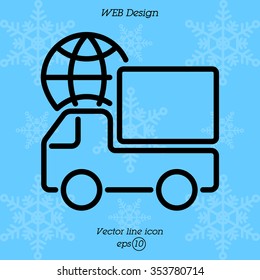Web line icon. World shipping