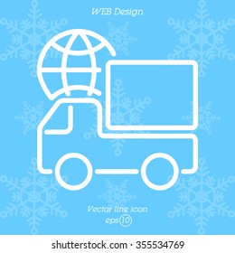 Web line icon. World shipping