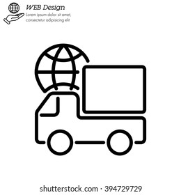 Web line icon. World shipping