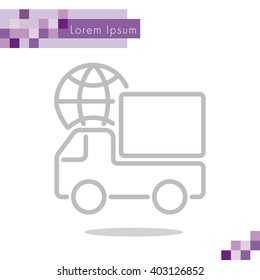 Web line icon. World shipping