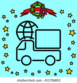Web line icon. World shipping