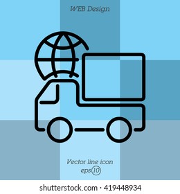 Web line icon. World shipping