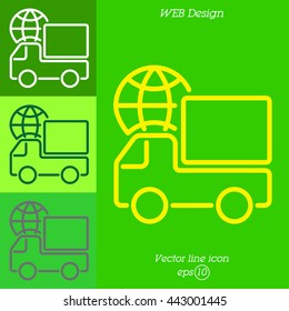 Web line icon. World shipping