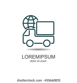 Web line icon. World shipping