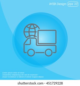 Web line icon. World shipping
