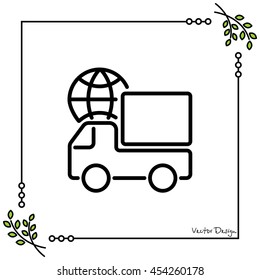 Web line icon. World shipping