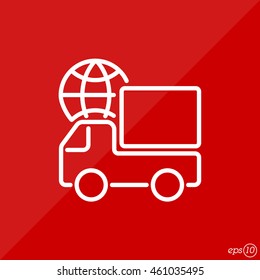 Web line icon. World shipping