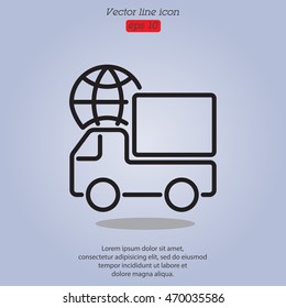 Web line icon. World shipping