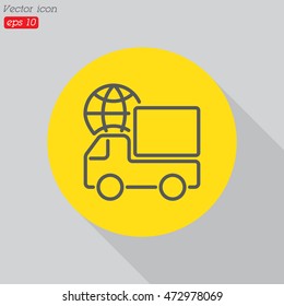 Web line icon. World shipping