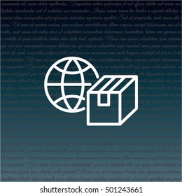 Web line icon. World shipping, Globe and box