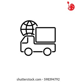 Web line icon. World shipping