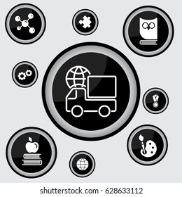 Web line icon. World shipping