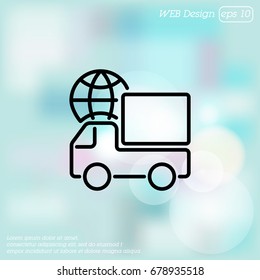 Web line icon. World shipping