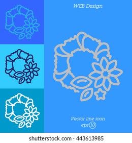 Web line icon. Wreath