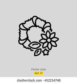 Web line icon. Wreath