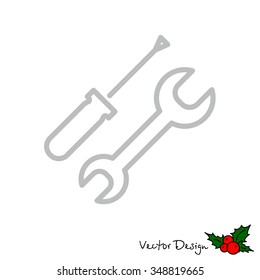 Web line icon. Wrench and screwdriver