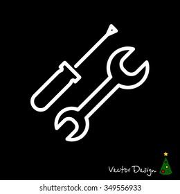 Web line icon. Wrench and screwdriver