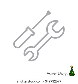 Web line icon. Wrench and screwdriver