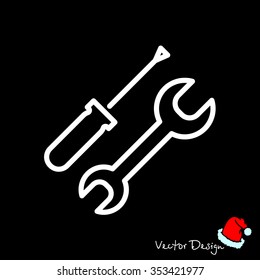 Web line icon. Wrench and screwdriver