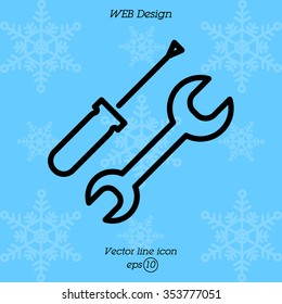 Web line icon. Wrench and screwdriver