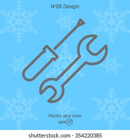 Web line icon. Wrench and screwdriver