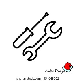 Web line icon. Wrench and screwdriver