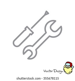 Web line icon. Wrench and screwdriver