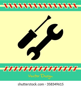 Web line icon. Wrench and screwdriver