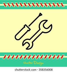 Web line icon. Wrench and screwdriver