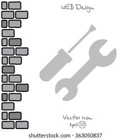 Web line icon. Wrench and screwdriver