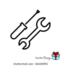Web line icon. Wrench and screwdriver