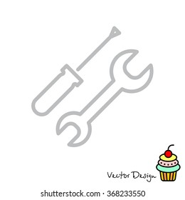 Web line icon. Wrench and screwdriver
