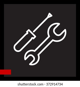 Web line icon. Wrench and screwdriver