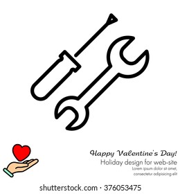 Web line icon. Wrench and screwdriver