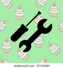 Web line icon. Wrench and screwdriver