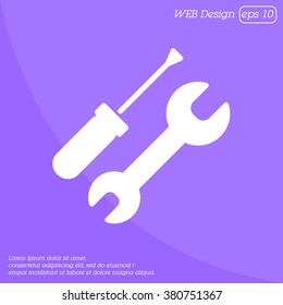 Web line icon. Wrench and screwdriver