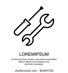 Web line icon. Wrench and screwdriver