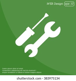 Web line icon. Wrench and screwdriver