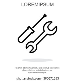 Web line icon. Wrench and screwdriver