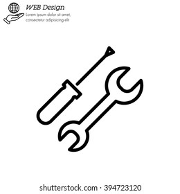 Web line icon. Wrench and screwdriver