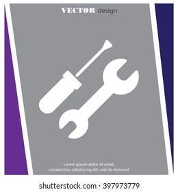 Web line icon. Wrench and screwdriver