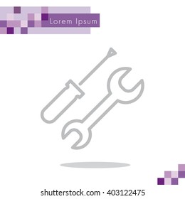 Web line icon. Wrench and screwdriver