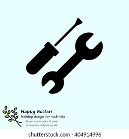 Web line icon. Wrench and screwdriver