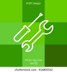 Web line icon. Wrench and screwdriver