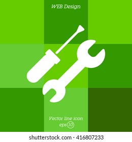 Web line icon. Wrench and screwdriver