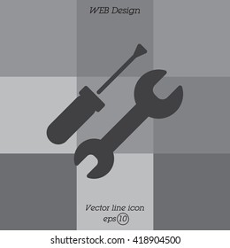 Web line icon. Wrench and screwdriver