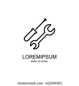 Web line icon. Wrench and screwdriver