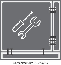 Web line icon. Wrench and screwdriver